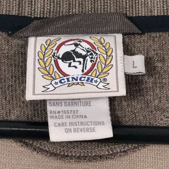 Cinch 1/4 Zip Cotton Knit Pullover Sweater in Brown Men's Size L - Picture 4 of 9